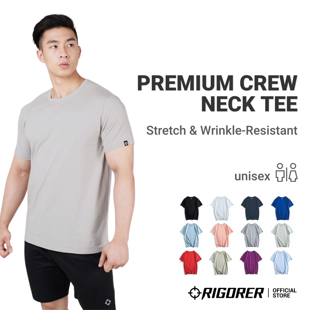 Rigorer Premium Crew Neck T-Shirt [SS91]-(Exercise Gym Quick Dry Dri Fit Unisex Crewneck Men Plain Sports Wear Casual