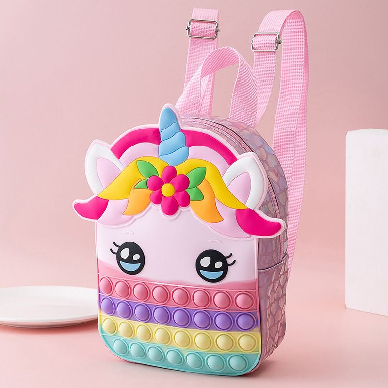 Pop it bag unicorn bag rainbow push bubble fidget stress toy girls kid ...