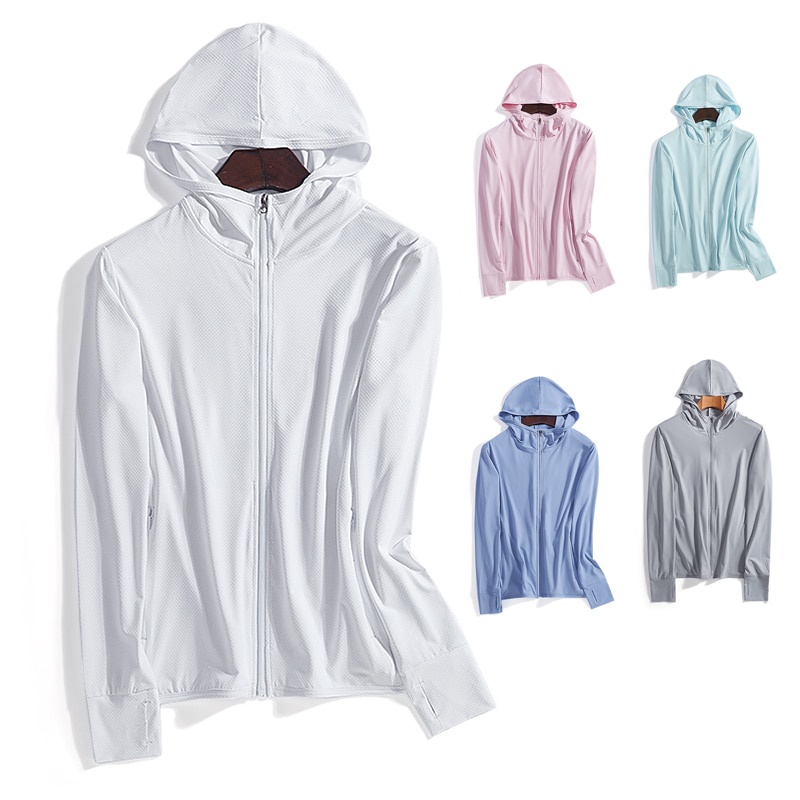 UPF 50+ UV Sun Protection Clothing Women Men Zip Up Hoodie Long