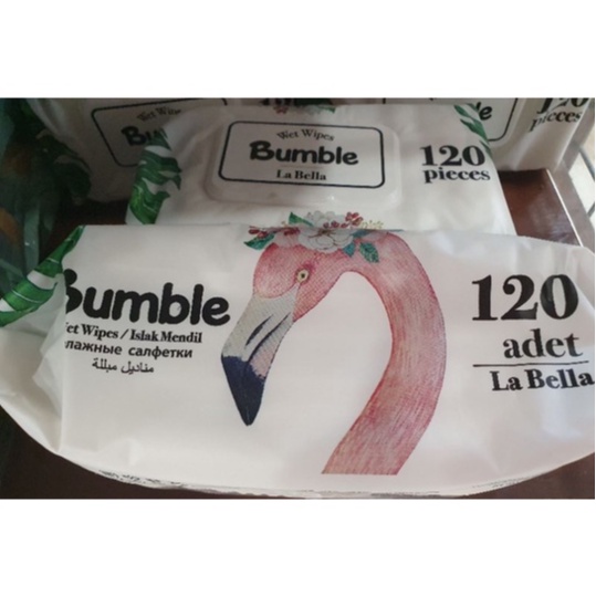 (Bundle Of 12,6,4) Bumble La Bella Wipes 120 Sheets Wet Tissues Baby Wipes Face Kamotsu