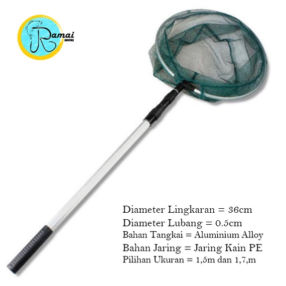 Serokan ikan Lipat Jaring Bulat dan Segitiga Telescopic Net Aluminium 1,5m 1,7m 2,1m - Gambar 2