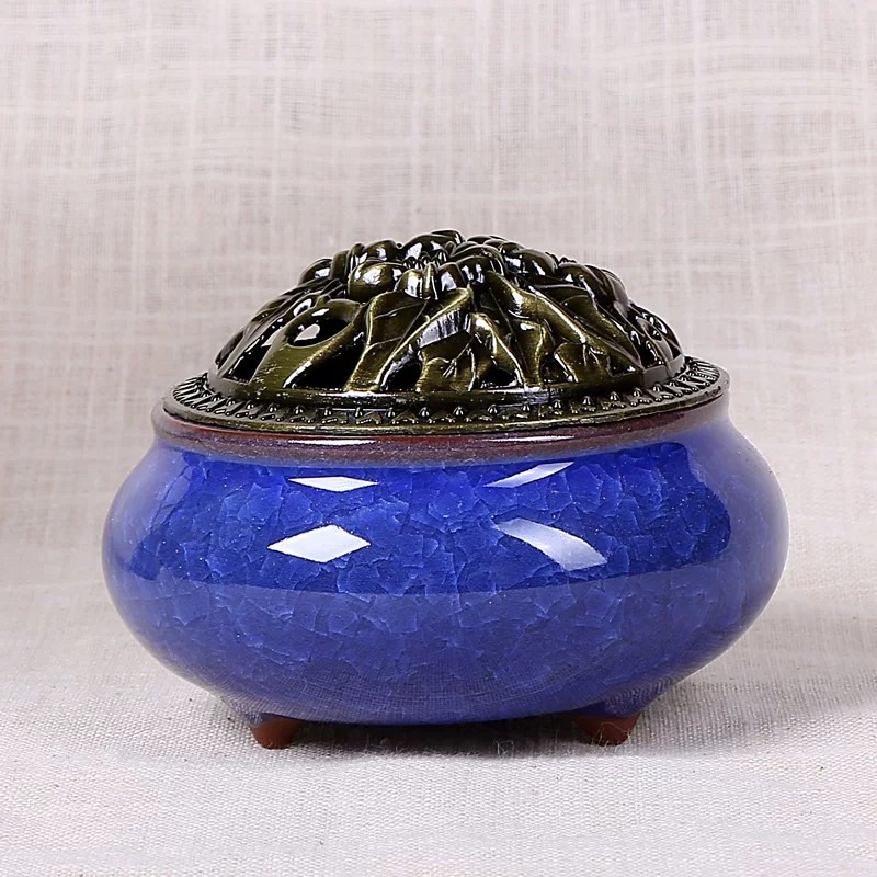 SG Seller】【雨宝林】Celadon incense burner ceramic copper cover