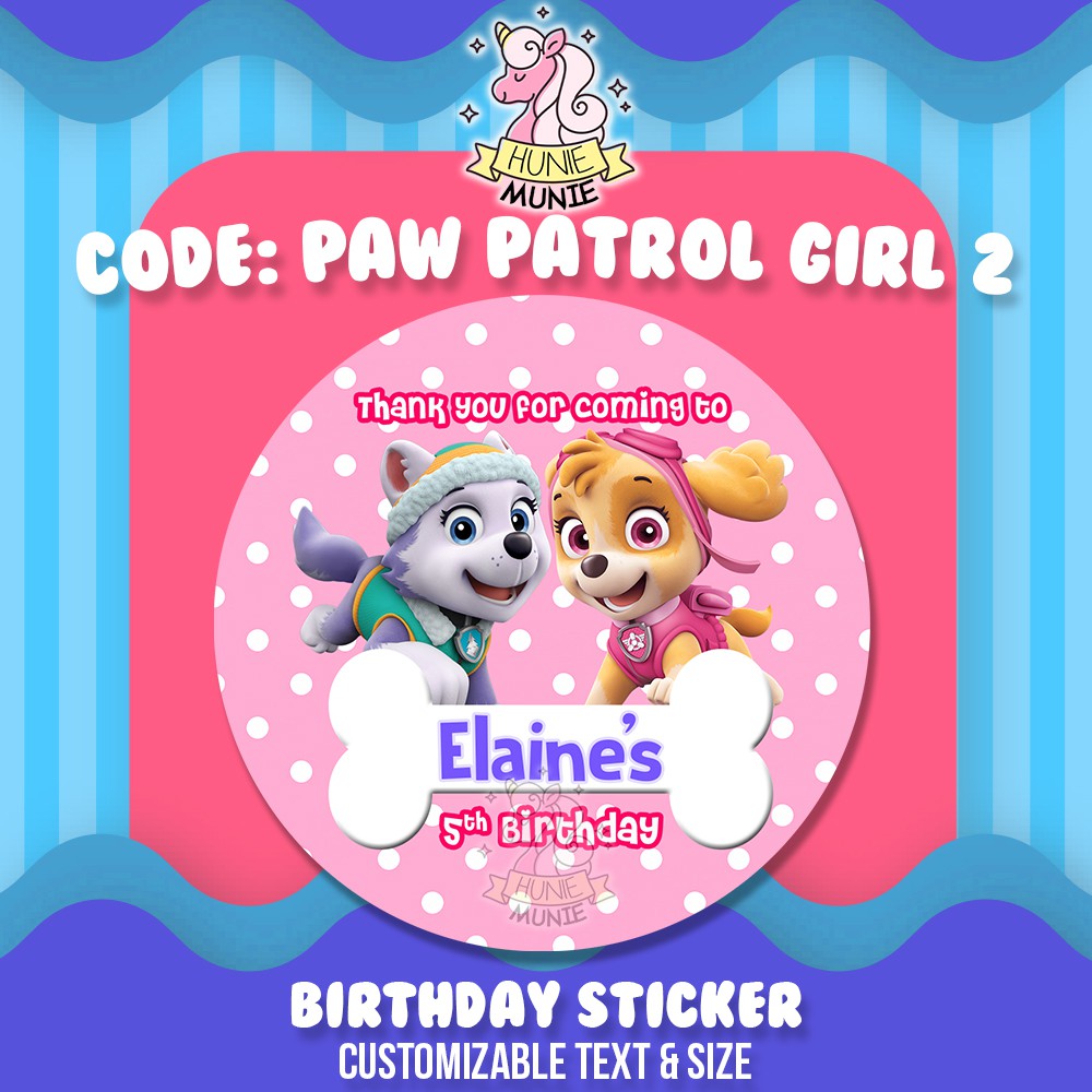 Paw Patrol Custom Birthday Stickers