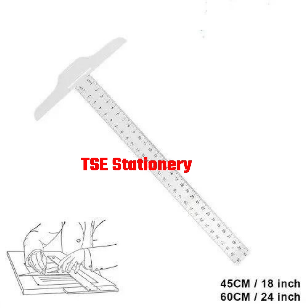 Apex Plastic Metric Double Side T Square Ruler (45cm - 18 inch / 60 cm ...