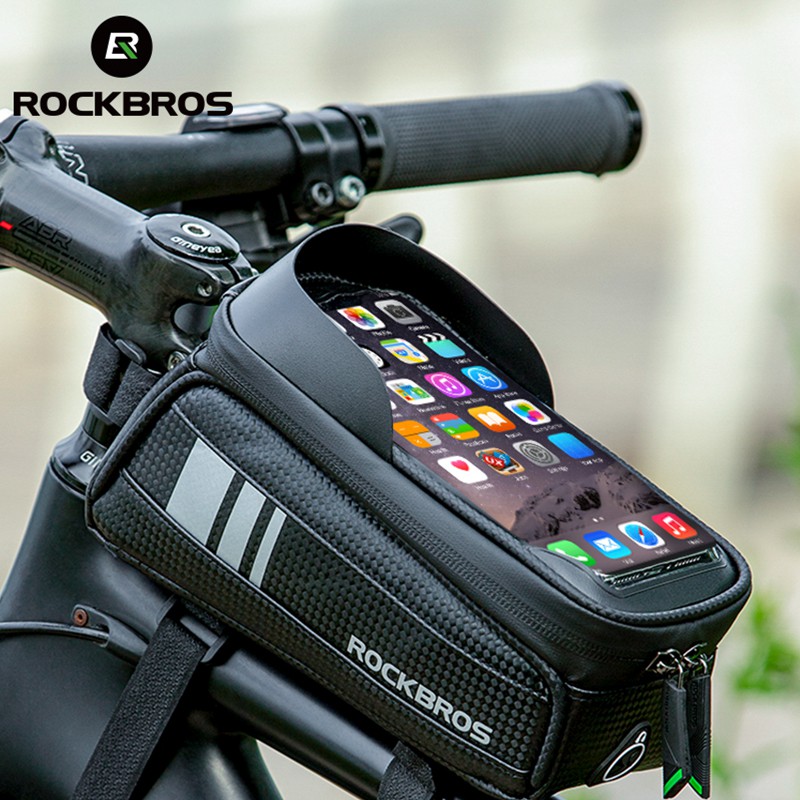 RockBros Bicycle Front Frame Bag Top Tube Bag Touch Screen Bike Phone  Holder Case Bike Bag Waterproof 6.5 