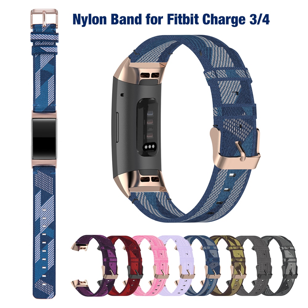 Woven Blue Bracelet for Fitbit Charge 4 Soft Nylon Fabric Sport