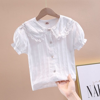 Women's Lace Beaded Shirt 2023 Summer New Korean Fashion Design