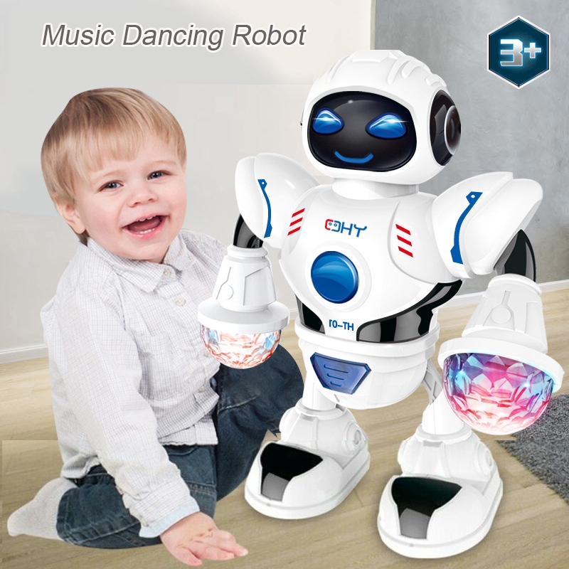 【me】【In stock】 Electric Dancing Robot Toy Kids LED Light Music Space Walking Robot Toy Boys Birthday Gift