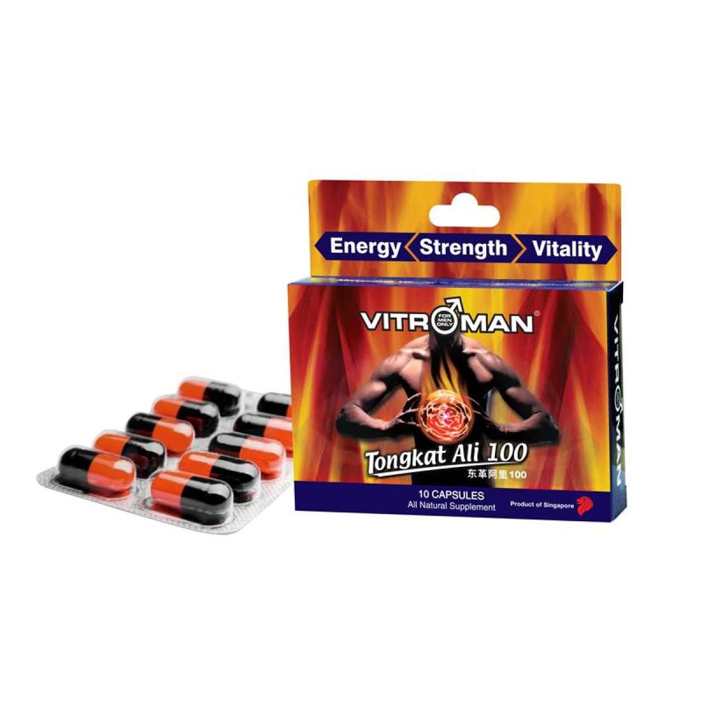 Vitroman Tongkat Ali 100 Trial Pack 10 Capsules Pure Tongkat Ali Extract Stamina Booster