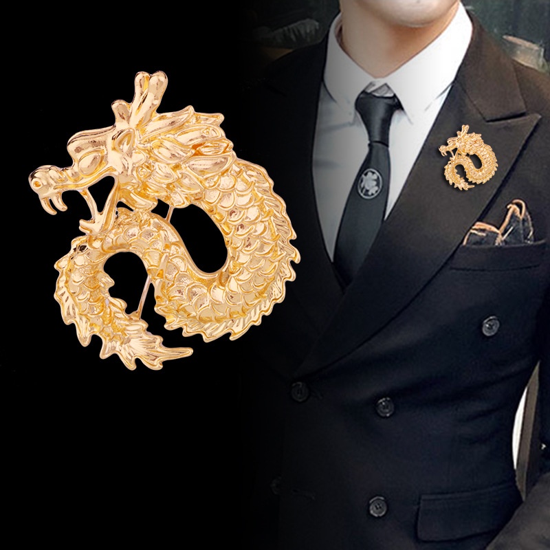 Retro Dragon Pin Mens Suit Collar Brooch Dragon Badge Accessories Coat Shirt Brooch Shopee 6876