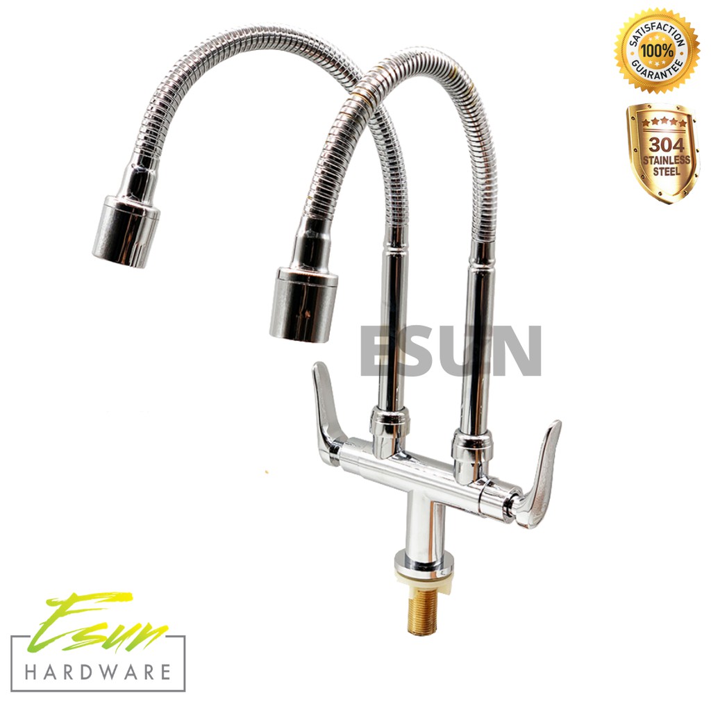 CZ7022 Kitchen Basin Sink Faucet Sink Mount Flexible Double Sink Tap ...