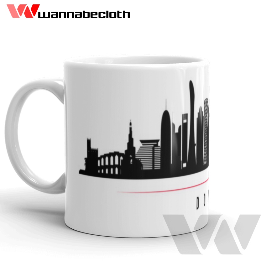 Doha Qatar Glass Mug Doha Qatar Print Mug Custom Souvenir Doha Qatar ...