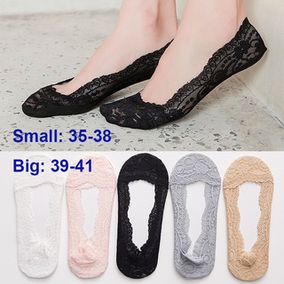 Women No Show Socks - 6 Pairs Non Slip Lace Invisible Socks Lace Socks Women  Shoe Liners Ladies Ultra Low Cut Liner Socks Lace Boat Socks For Sneaker