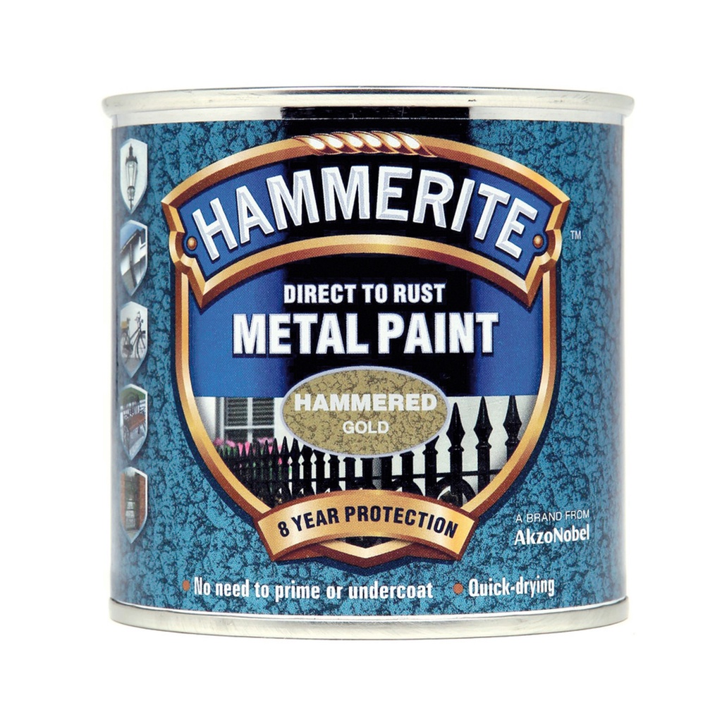 HAMMERITE DIRECT TO RUST METAL PAINT HAMMERED (GOLD) 250ML Shopee