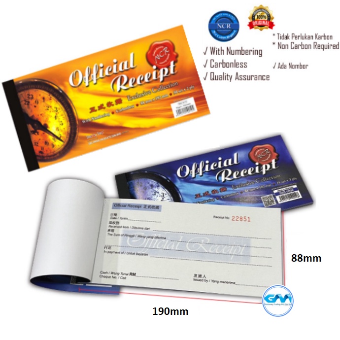 SBS NCR Official Receipt Book With Numbering | Buku Resit Rasmi | 正式收据 ...