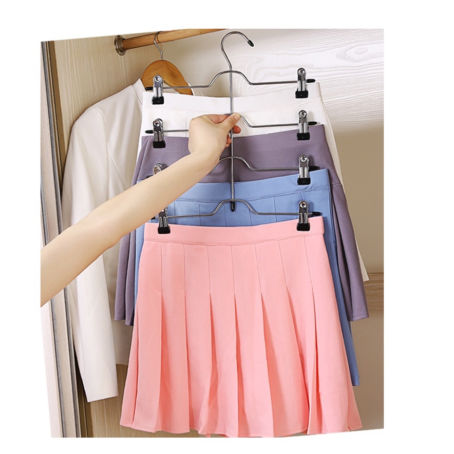 Multi layer 4 Tier Hanger Space Saving Skirt Hanger with Adjustable Clips Hanger Metal Pants Hanger Storage Shopee Singapore