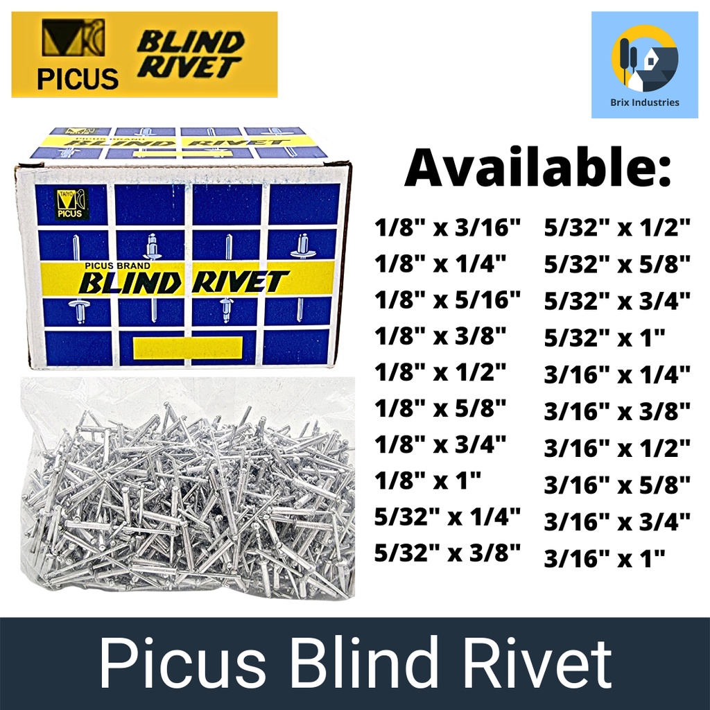 Picus Blind Rivets Sold Per Box (Size of your Choice) | Shopee Singapore