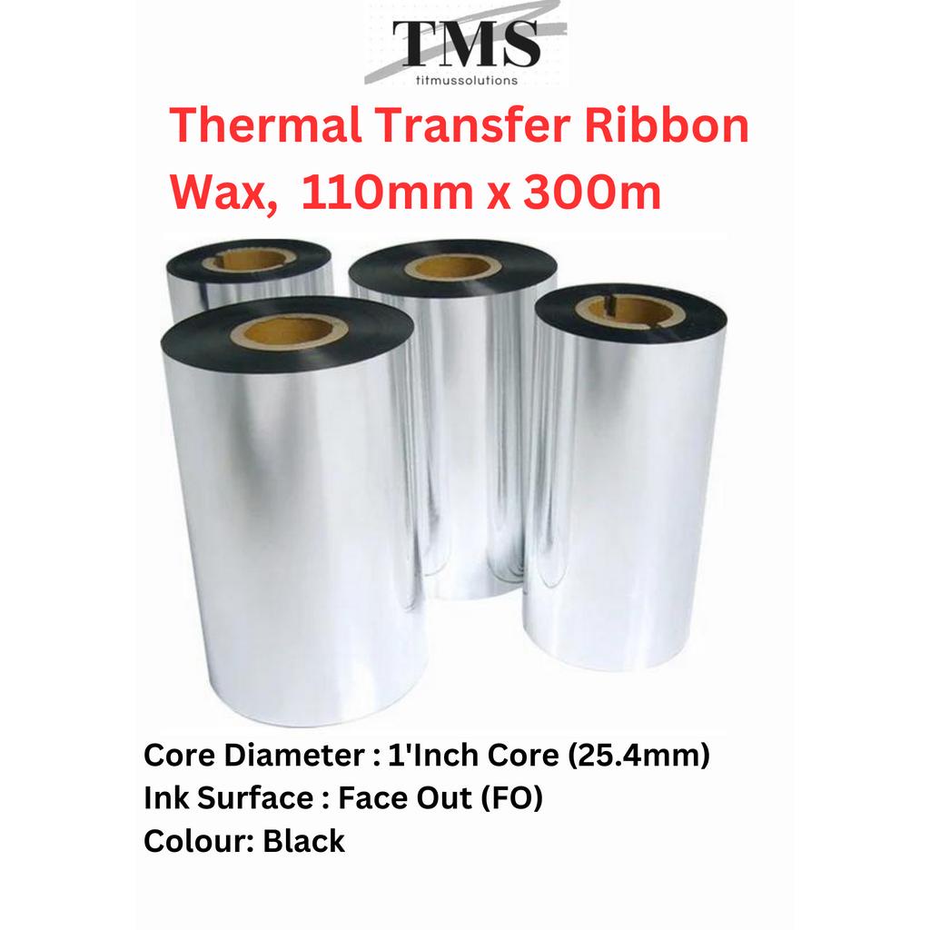 110mmx300m Wax Ribbon (Face Out / Ink Outside) For Barcode Printer ...