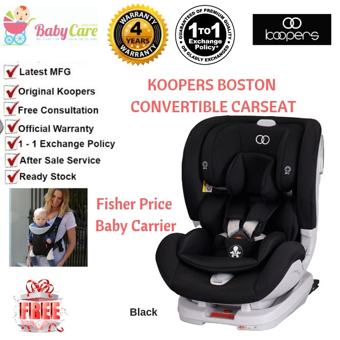 KOOPERS Boston Black Convertible Car Seat with Isofix Free Baby Carrier Shopee Singapore