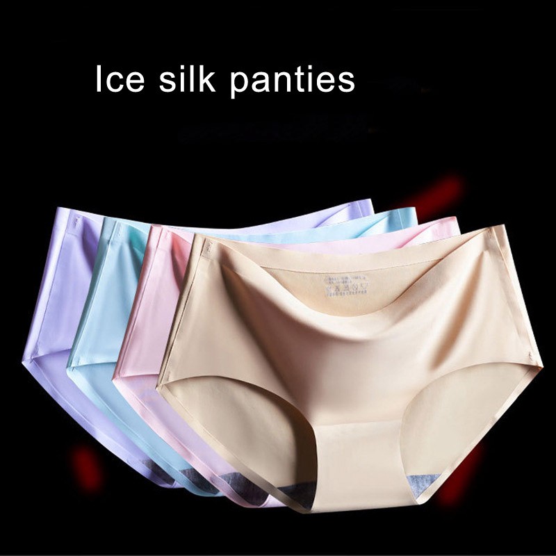 All of me Plus Size M-XXL Fashion Sexy Women's One Piece Seamless Middle Waist Briefs Cool Ice Silk Panties Girls Clothing Underwear Ladies Panty