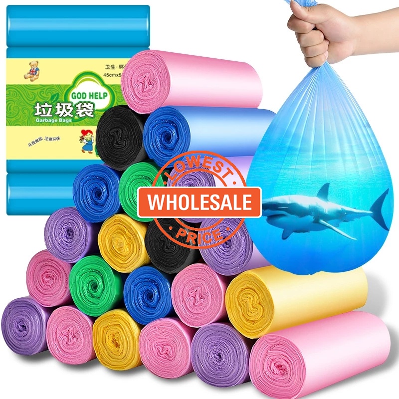 [ Wholesale Prices ] Portable Thicken Drawstring Garbage Bags / Household Disposable Plastic