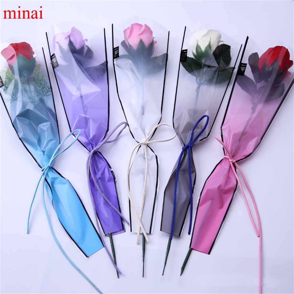 MINAI 50 Pcs/pack Single Rose Plastic Package Transparent Flower ...