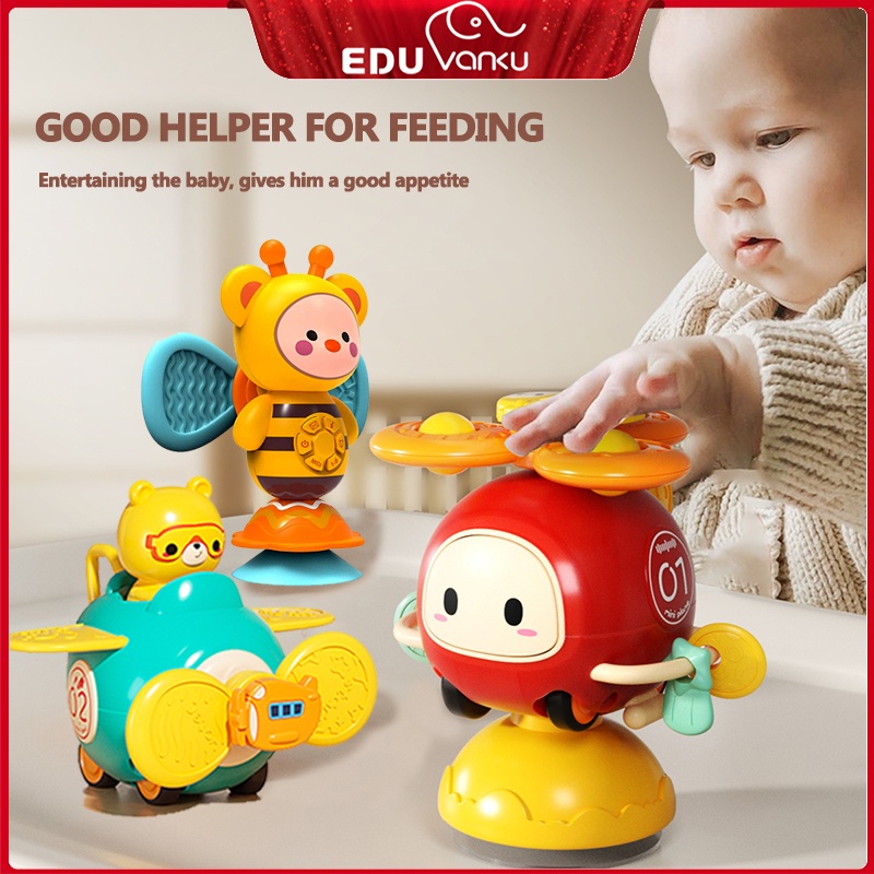 Rattle Baby Toy 3 In 1 Early Learning Montessori Toys with Music and Stories, Teether, Hand Grab, Spinner Toy, Infant Feeding Toy Gifts for Toddlers Boys Girls Baby 3 / 6 / 8 / 9 / 12 Months 1 Year Ol