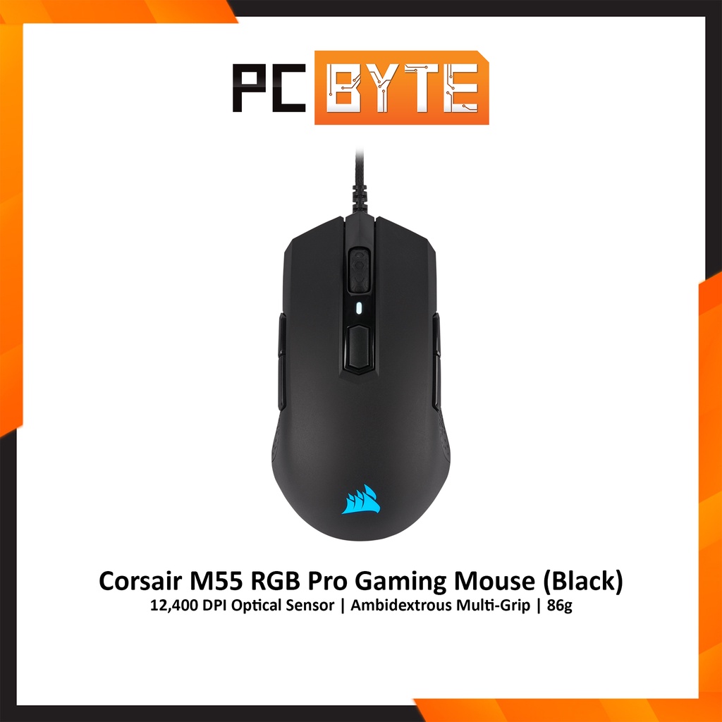 Corsair M55 RGB Pro Ambidextrous Multi-Grip Gaming Mouse (Black