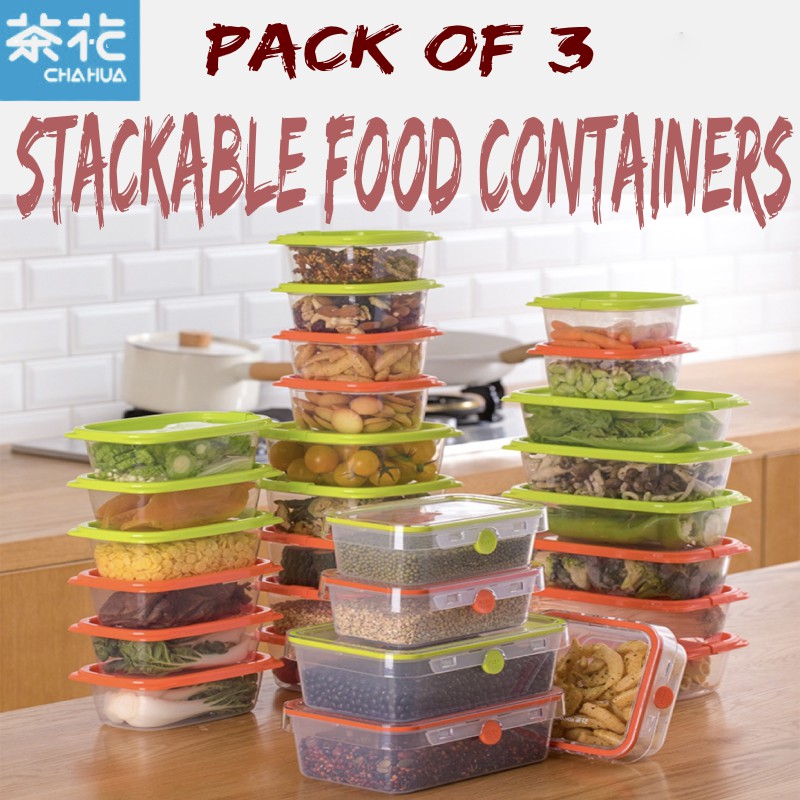 Chahua Food Container Portable Stackable Lunch Fruit Transparent ...