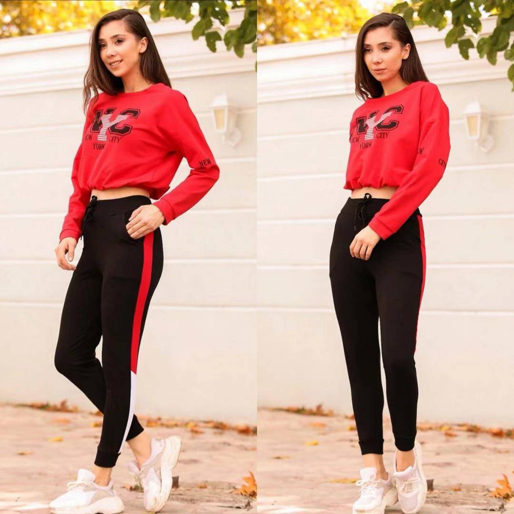 Terno Set (Stripe Black Top+Garterized Pants) koranl casual terno pants