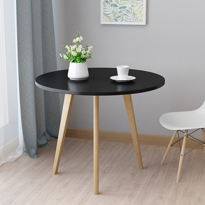 JIKELAI Tea Solid Wood Table, White Small Round Table, Simple American ...