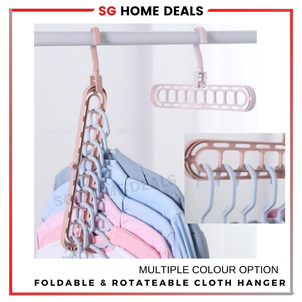 [SG STOCKS] Multifunctional 9 Hole Clothes Hanger/ Support up to 9 clothes/ Foldable and