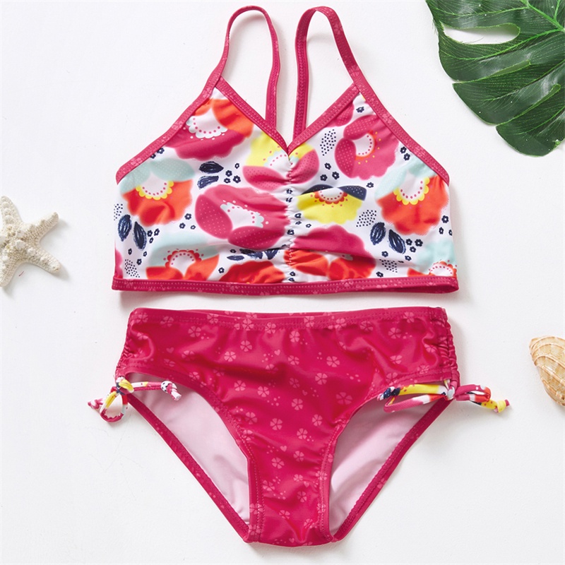 310Y Kids Child Little Girls Bikini Swimsuits 2Pieces Tankini Bathing