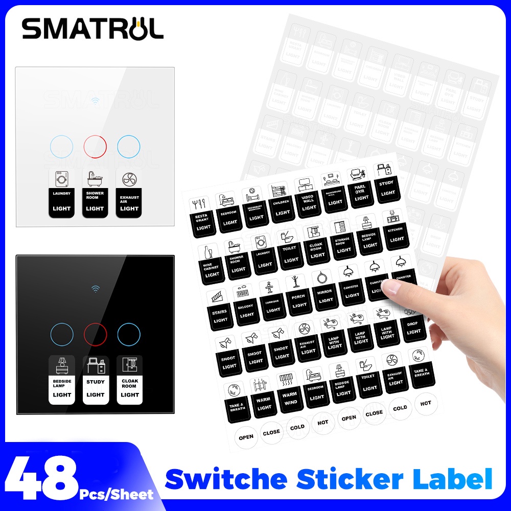 SMATRUL English Touch Switch Pattern Sticker Wording Label Home ...