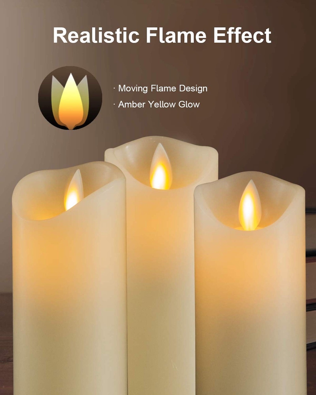Set of 3 Flameless LED Pillars Candles 4