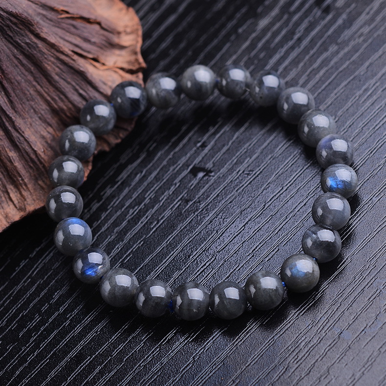 Natural Black Moonstone Stone bracelet elastic strand bracelet