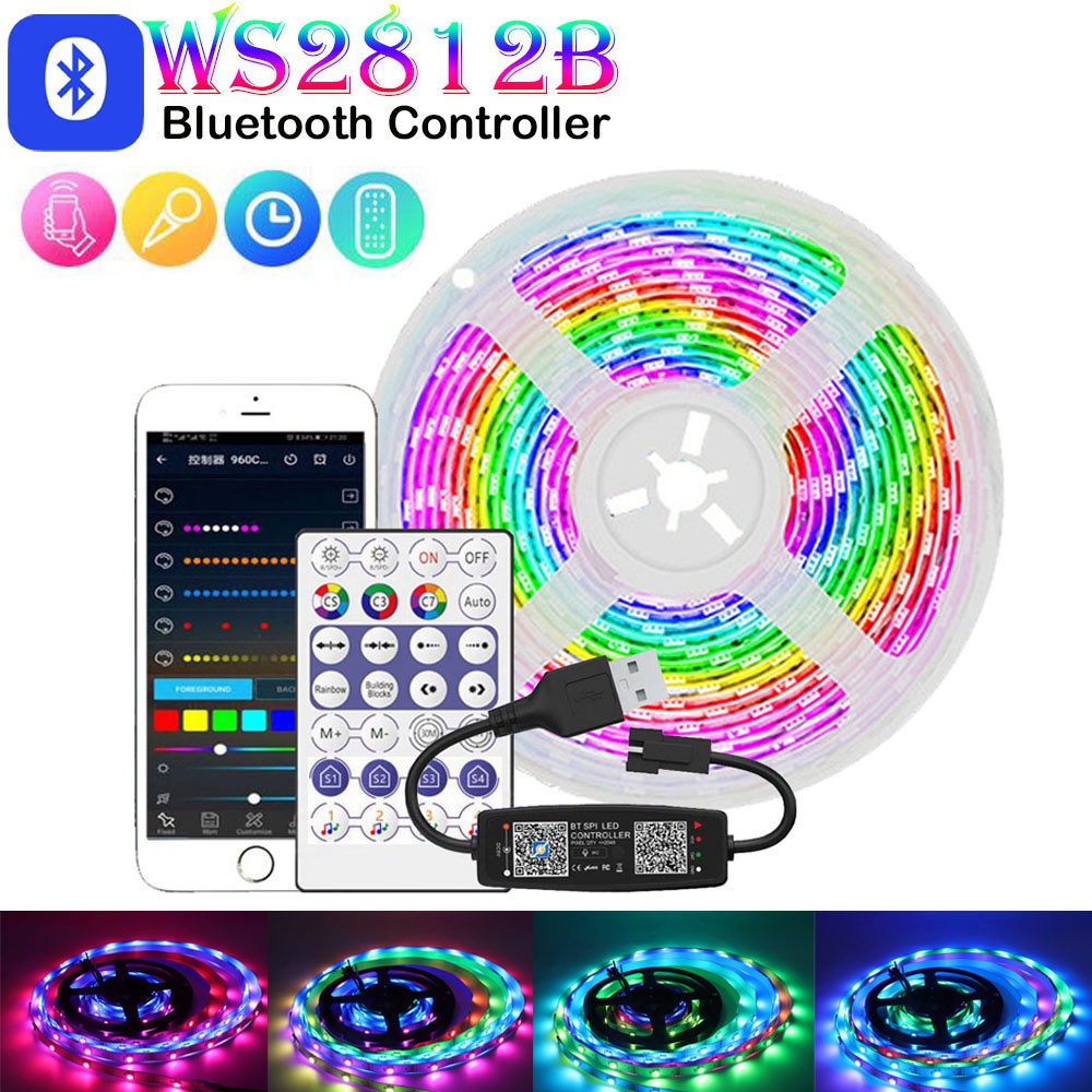 WS2812 USB LED Strip RGBIC 5m-30m Bluetooth App Control Chasing Effect ...