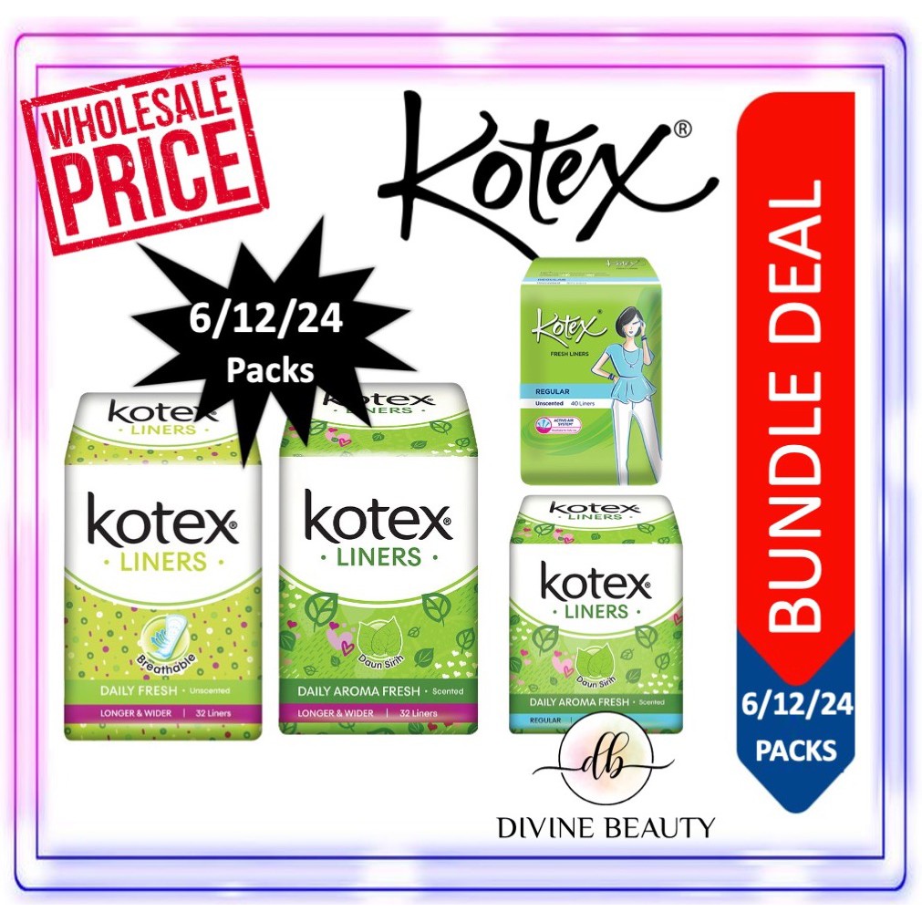 [Bundle 6/12/24] Kotex Fresh Liners Longer & Wider/Regular Unscented