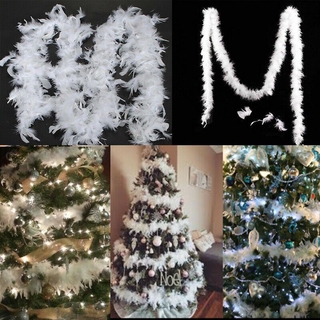 2M Christmas Tree White Feather Boa Strip Xmas Ribbon Party Garland  Decoration