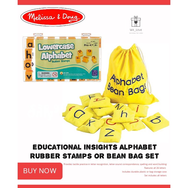 Educational Insights Alphabet Rubber Stamps Uppercase Alphabet Bean Bag ...