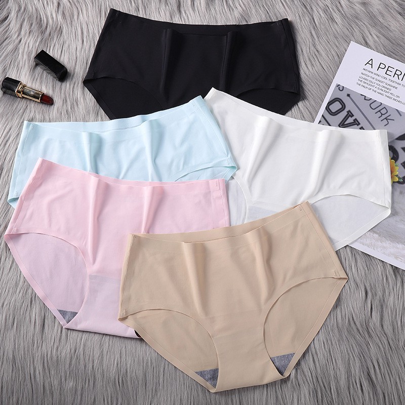 High Quality Women's Fashion One Piece Seamless Soft Ice Silk Panties Girls Clothing Underwear Ladies Briefs Panty