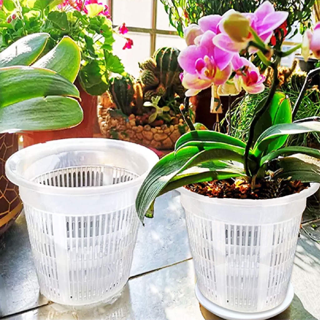 Plastic Flower Pot || Mesh Root Control Matte White Drainage Holes Pot ...