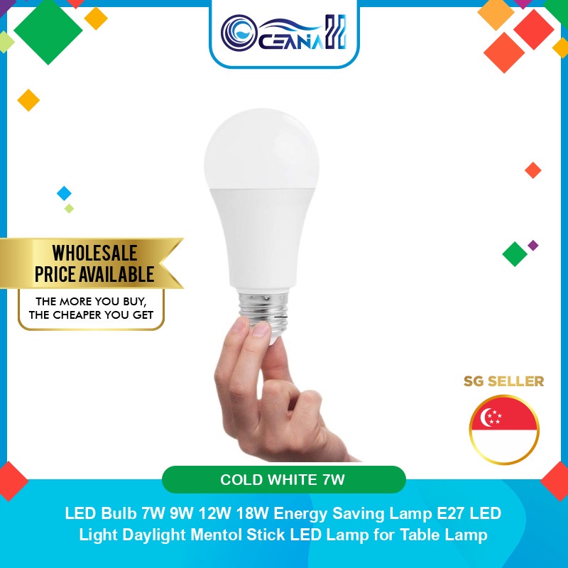 【SG Wholesale】LED Bulb 7W 9W 12W 18W Energy Saving Lamp E27 LED Light ...
