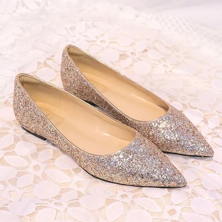 Gold flat shoes for on sale wedding