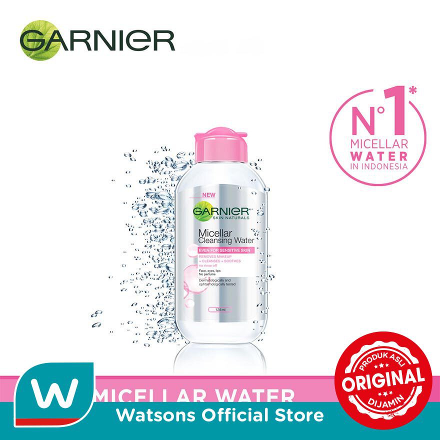 Garnier Micellar Water Pink 125ml - Sensitive Skin Cleansing Water - Gambar 3