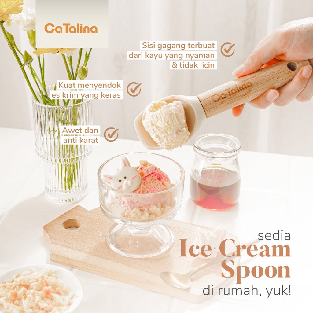 Scoop Es Krim Handle Gagang Kayu Aesthetic