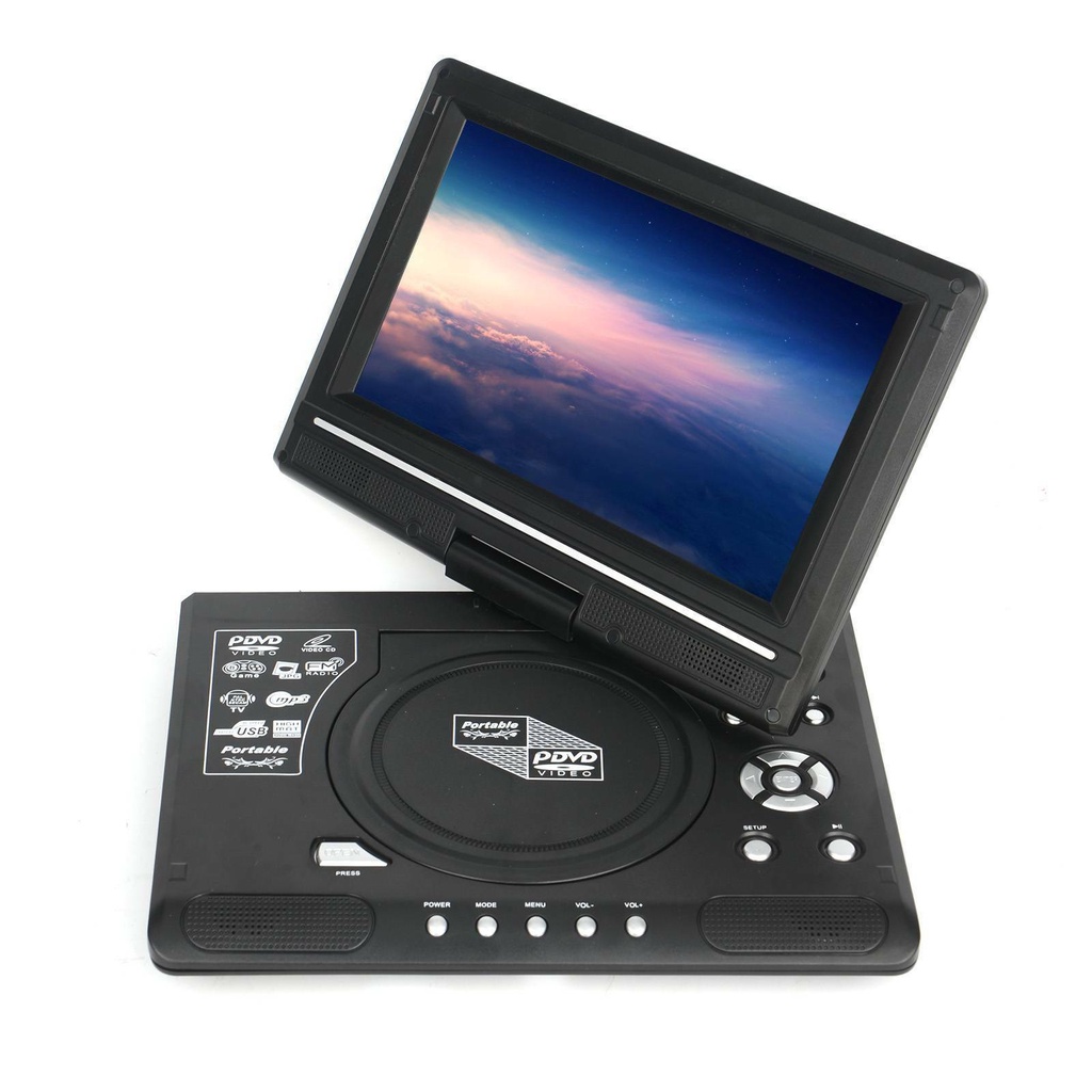 9.8'' Portable HD TV DVD VCD CD Player LCD 270° Rotation Screen