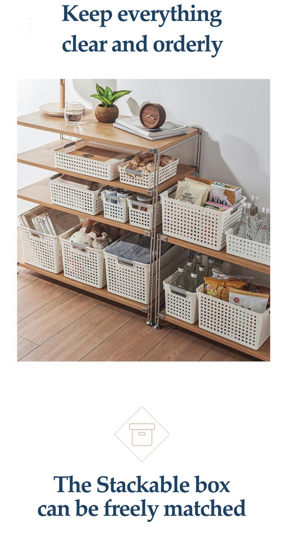 [Bundle of 2]Multi-purpose Storage Box Kitchen Storage Basket Wardrobe ...