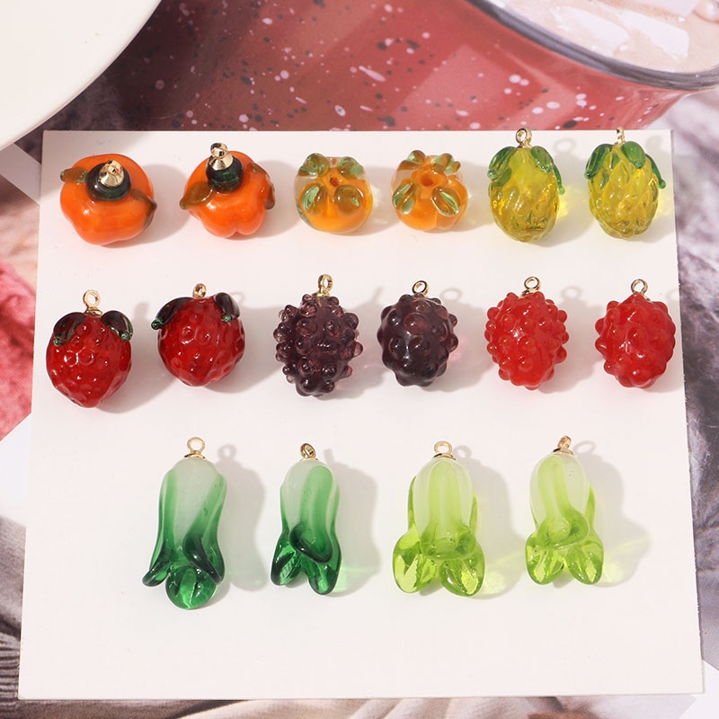 Vegetable Persimmon Mulberry Pineapple Fruit Glass Beads Handmade