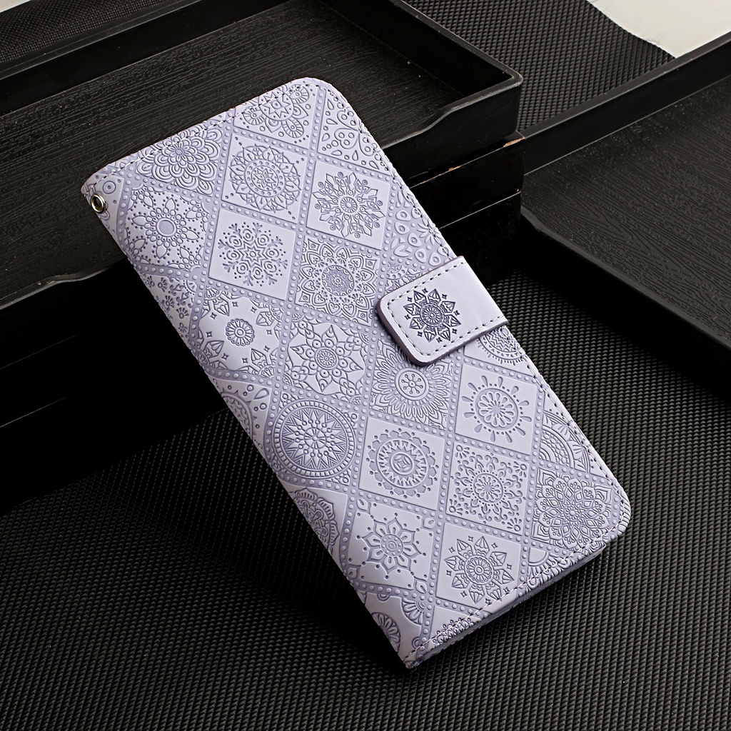 for Samsung Galaxy S23 S21 Plus S20 FE S22 Ultra Press Printing Little Flower Flip Folio Wallet PU Leather Magnetic Clap Phone Case Cover